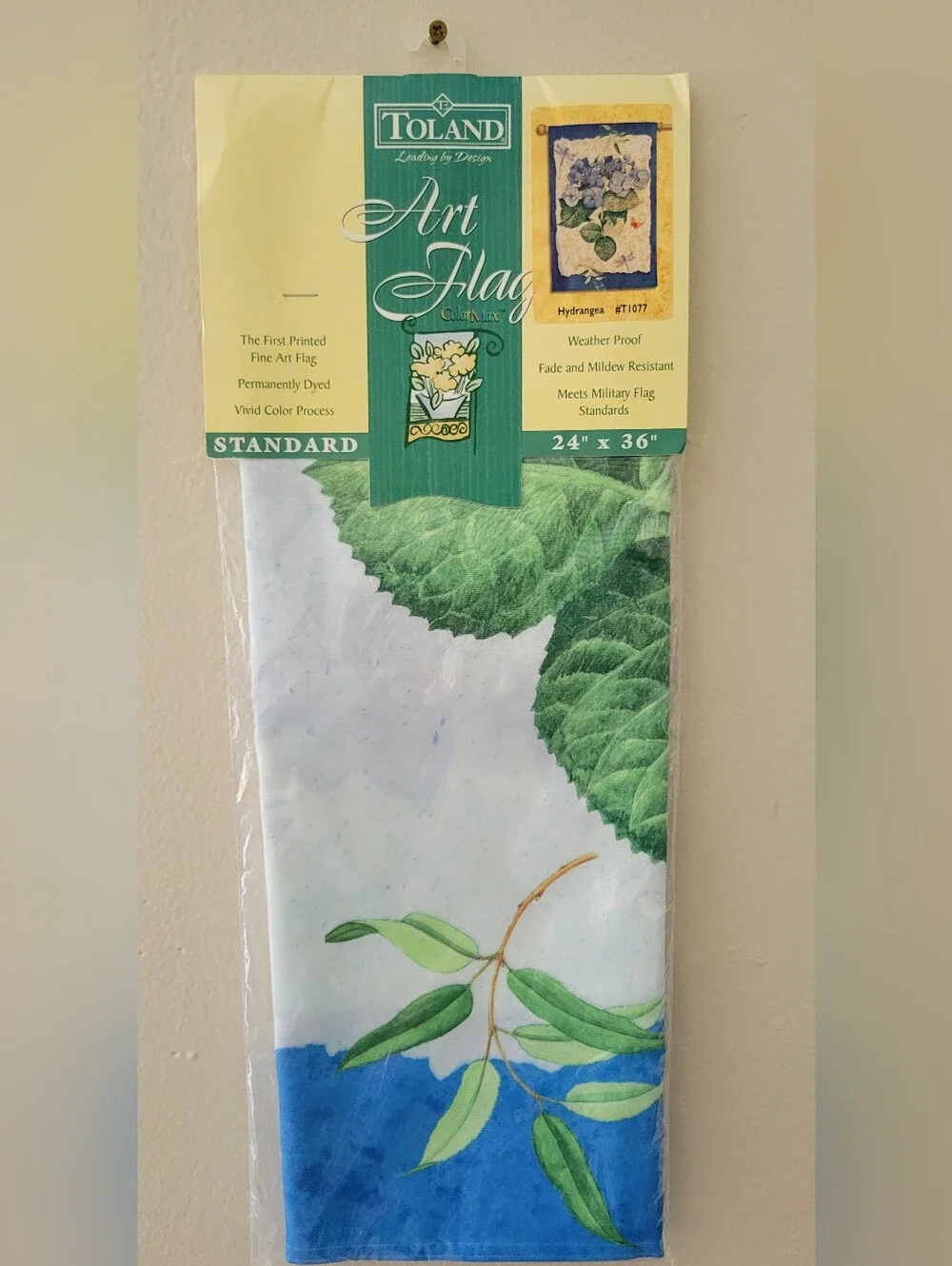 Blue Hydrangea Wall Hanging Flag NIP
